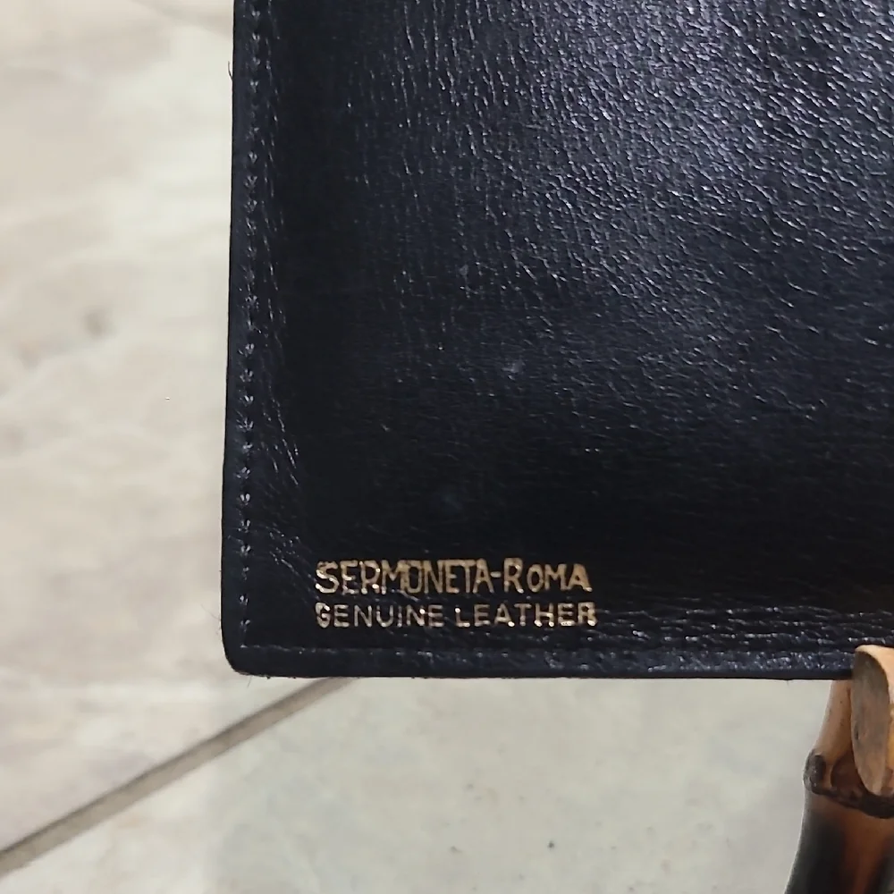 SERMONETA-ROMA Genuine Black Leather Wallet Card Holder.